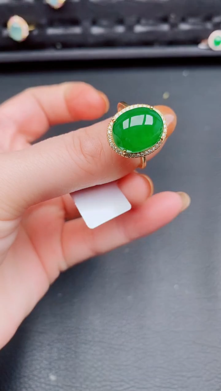 【闪购商品】翡翠戒指银S925镶嵌天然a货翡翠231