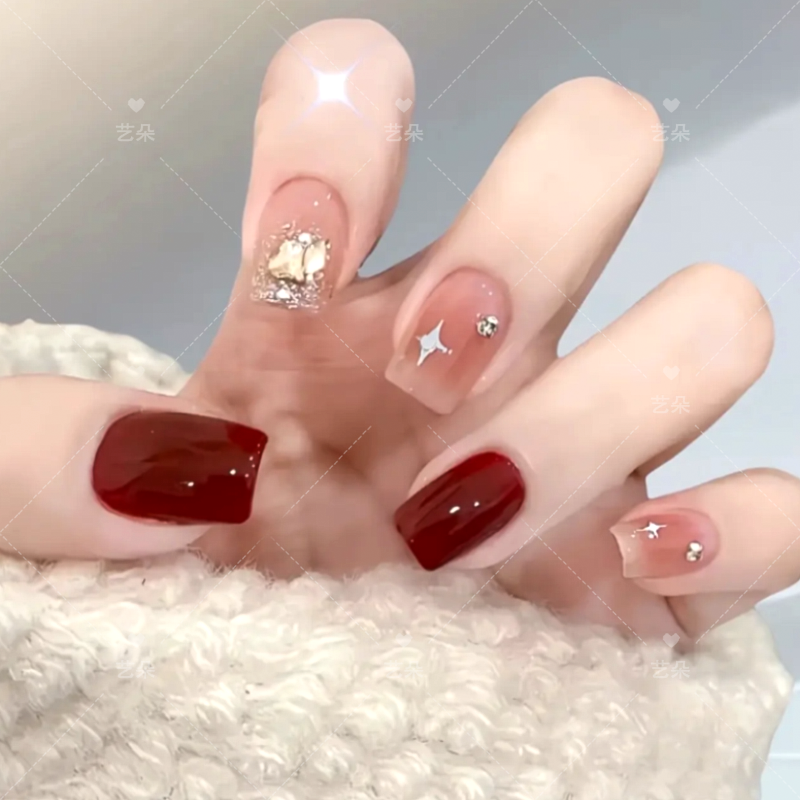 【红运当头】美甲穿戴甲纯手工制作2025新款指甲油胶短款中长款爆款