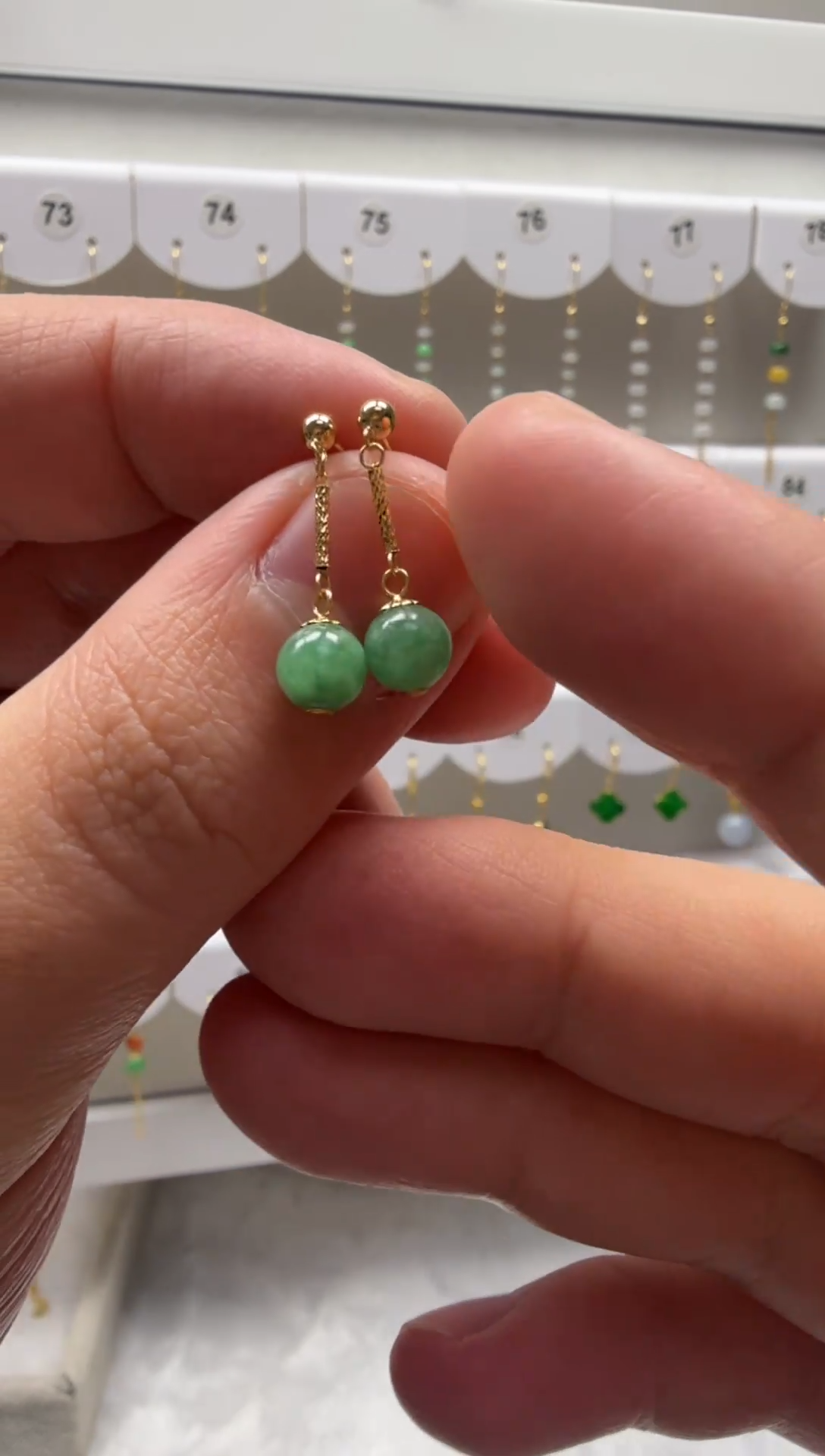 18K金镶嵌翡翠耳饰缅甸天然翡翠a货