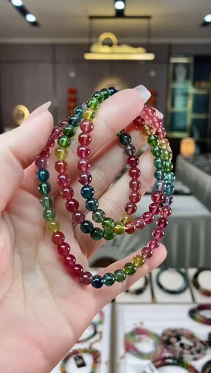 【闪购商品】碧玺三圈手串5.6mm+未镶嵌（多样性发一条）hon