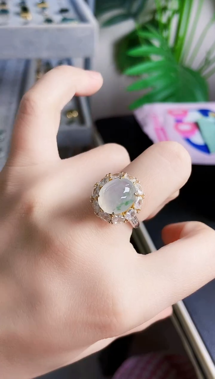 【闪购商品】翡翠银S925镶嵌戒指54646456