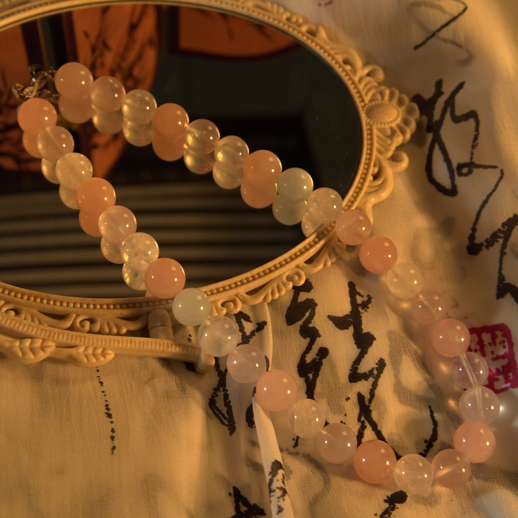 LOGO鹿鹿【朱朱同款蜜桃四季春】天然水晶多宝项链胶花多样性发一