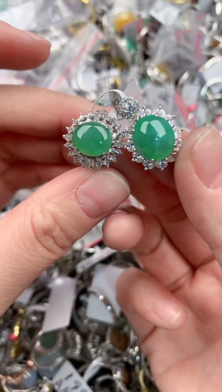 银S925镶嵌戒指翡翠555      8