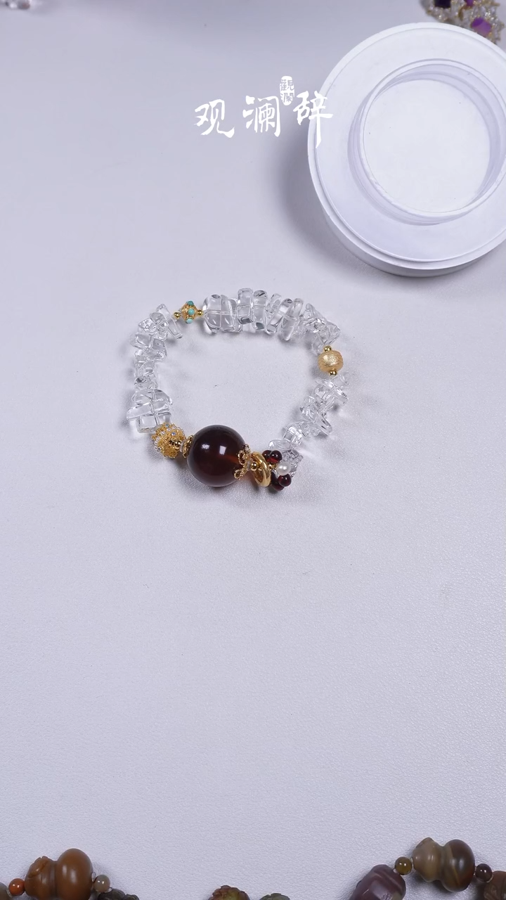 【闪购商品】水晶琥珀多宝银S925镶嵌手链