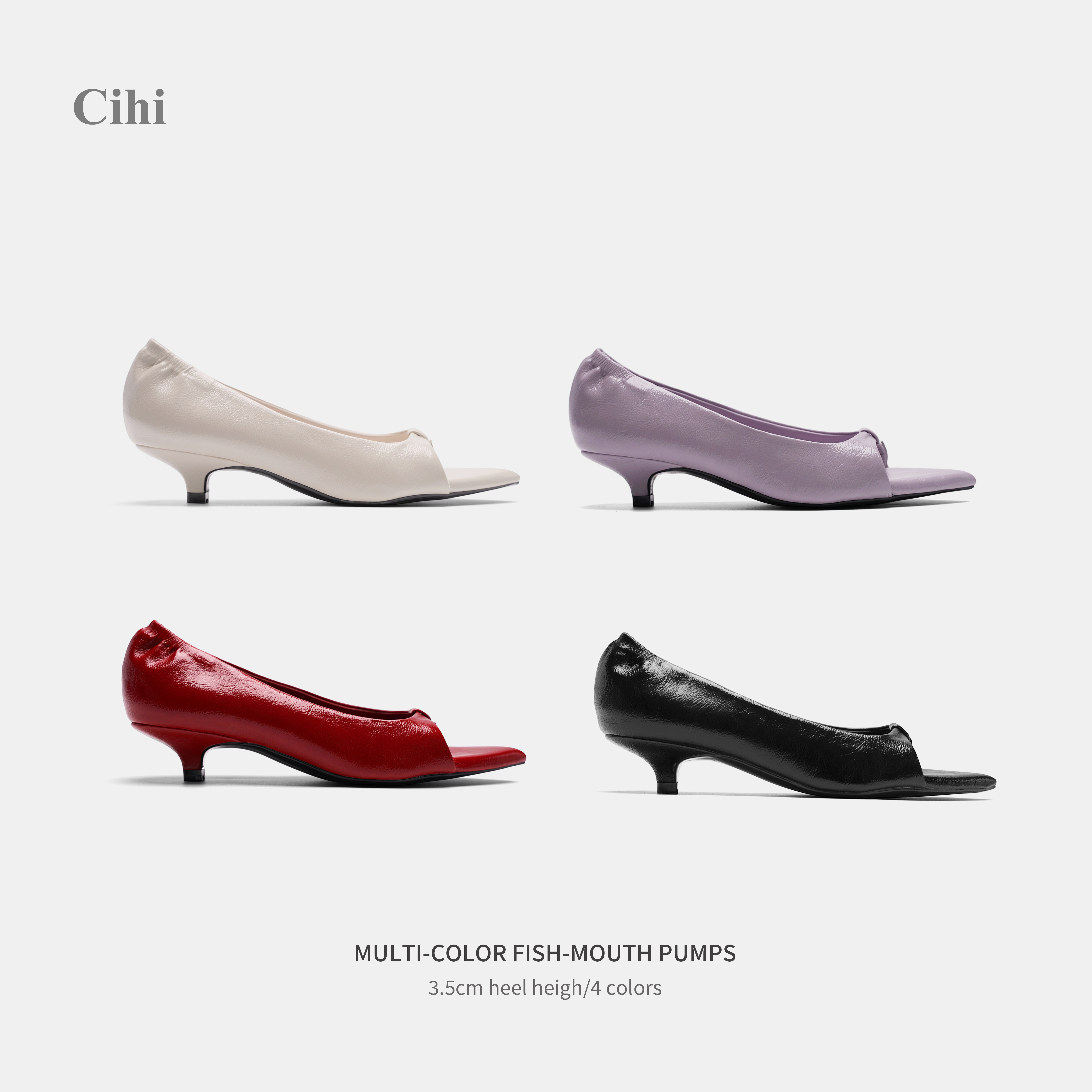 Cihi’simple rainbow‘ 芭蕾美学 果冻鱼嘴露趾羊皮单鞋
