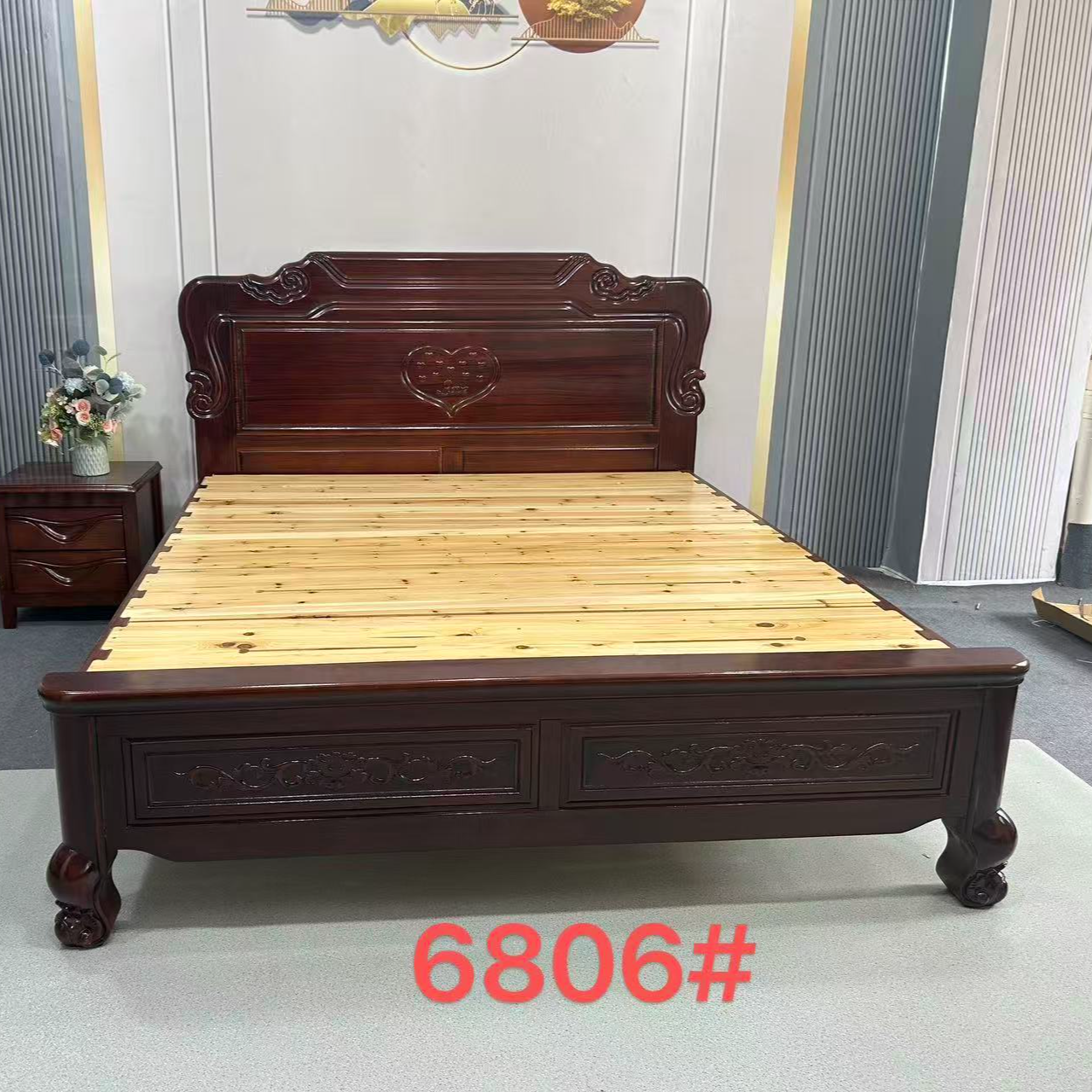 6806纯实木床简约实木床1.8米家用主卧床1.5米双人大床