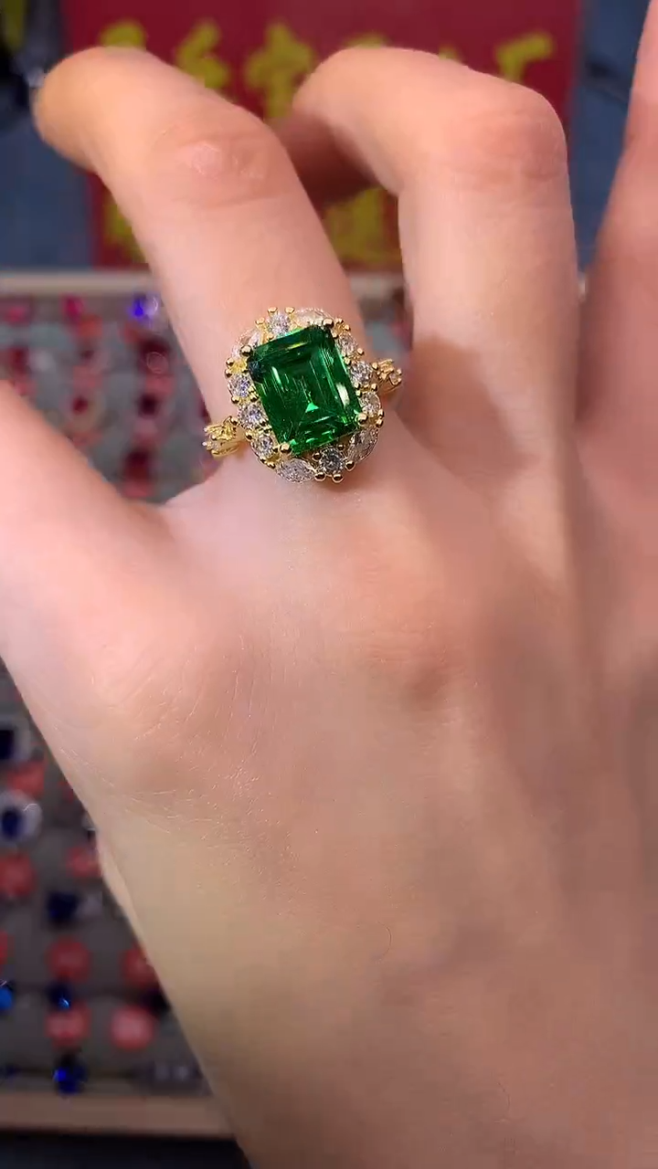 【闪购商品】透辉石戒指银S925镶嵌1111