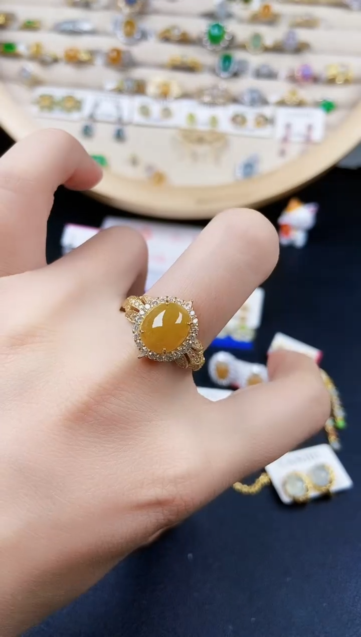 翡翠银S925镶嵌戒指56456