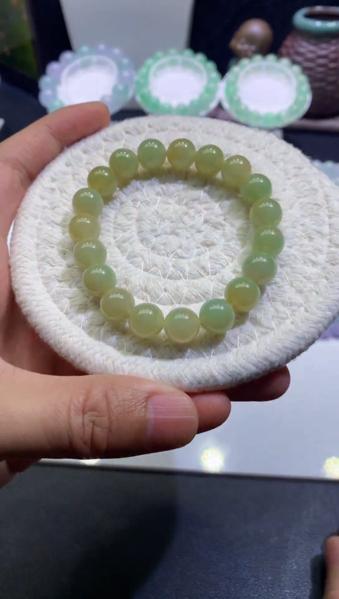 未镶嵌手链翡翠天然缅甸翡翠A货细糯种柠檬黄翡卡10mm