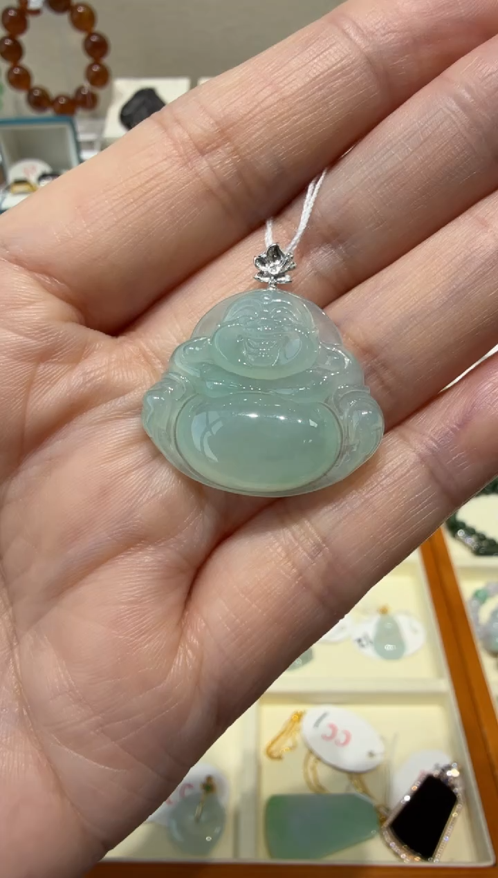 18K金镶嵌挂件翡翠A货翡翠多样性孤品