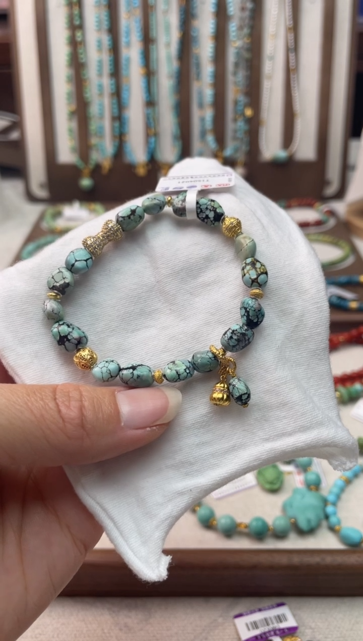 银S925镶嵌绿松石手串95