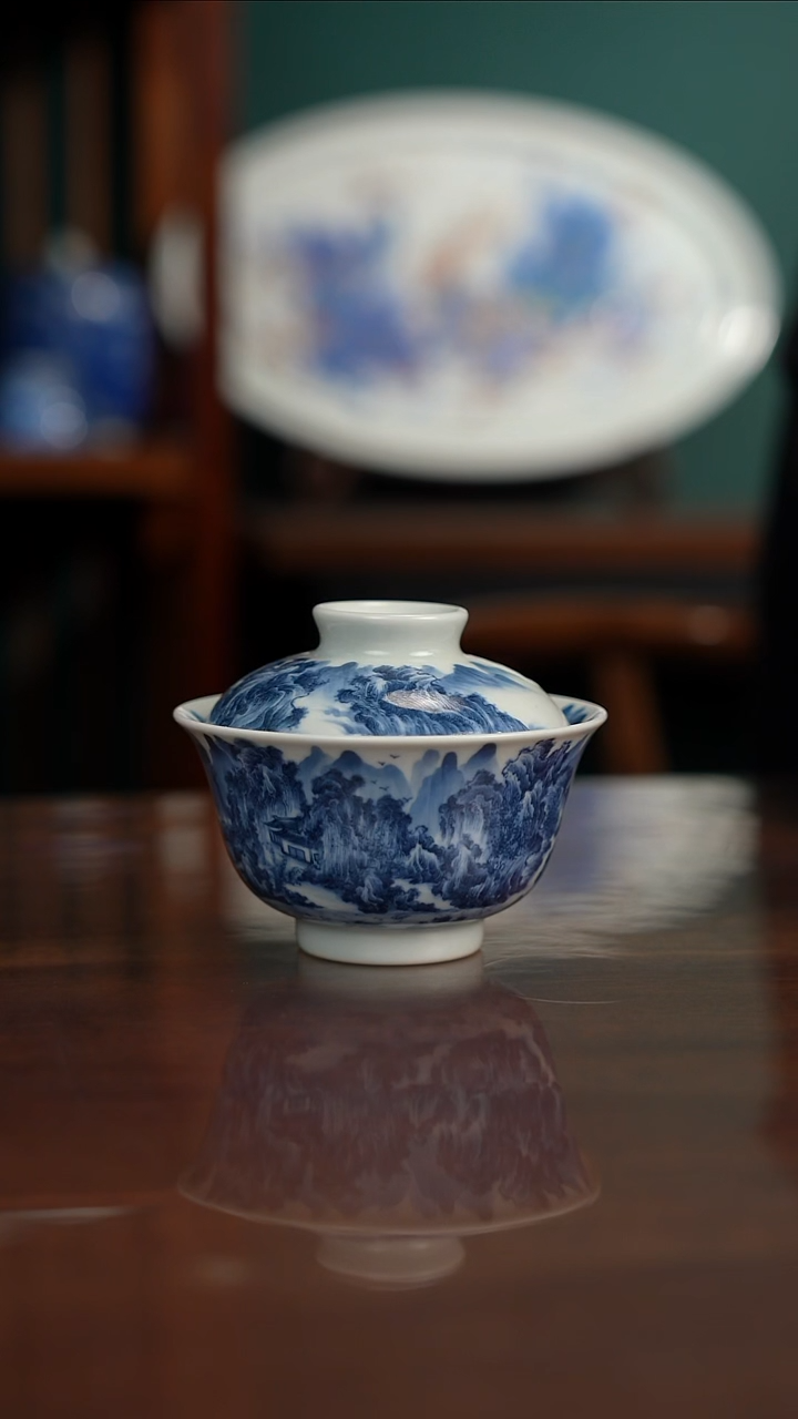 景琳藏青花山水江山万里图