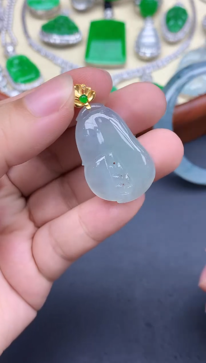 颈饰18K金镶嵌翡翠185-中国好珍宝