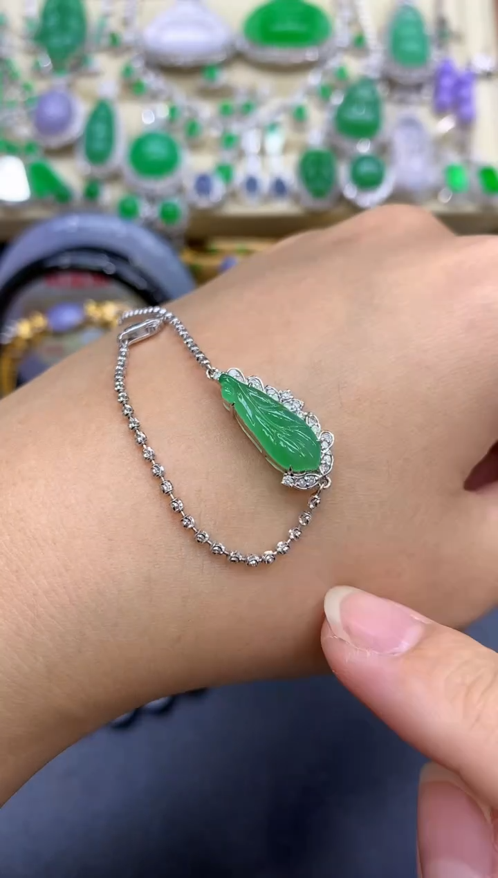 18K金镶嵌手链翡翠214-中国好珍宝