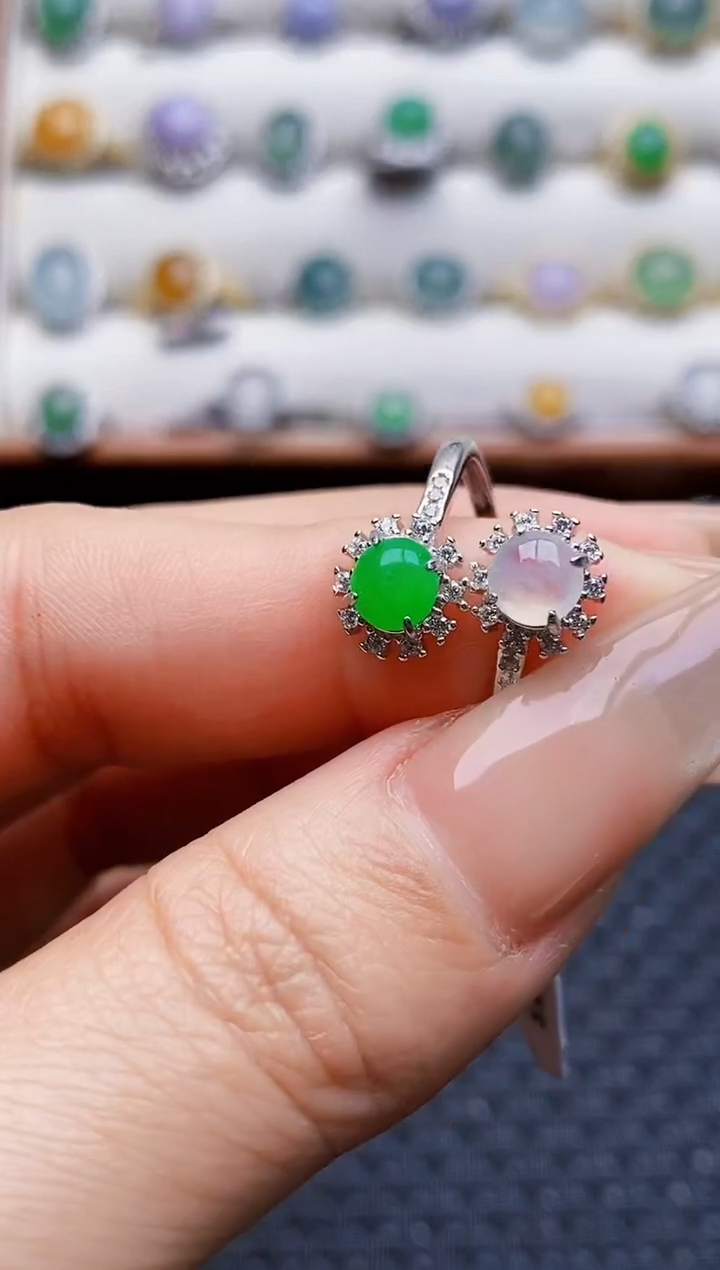 银S925镶嵌戒指翡翠9218