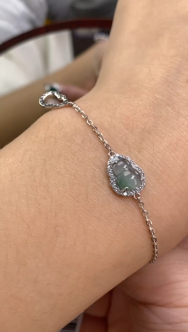 颈饰银S925镶嵌翡翠净货17043