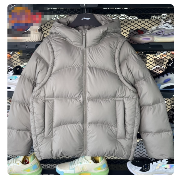 李宁女子健身系列2025冬季新品鸭绒宽松连帽短羽绒服AYMV486-3