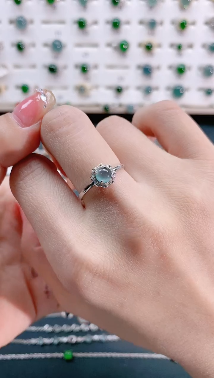 【闪购商品】翡翠戒指银S925镶嵌天然翡翠