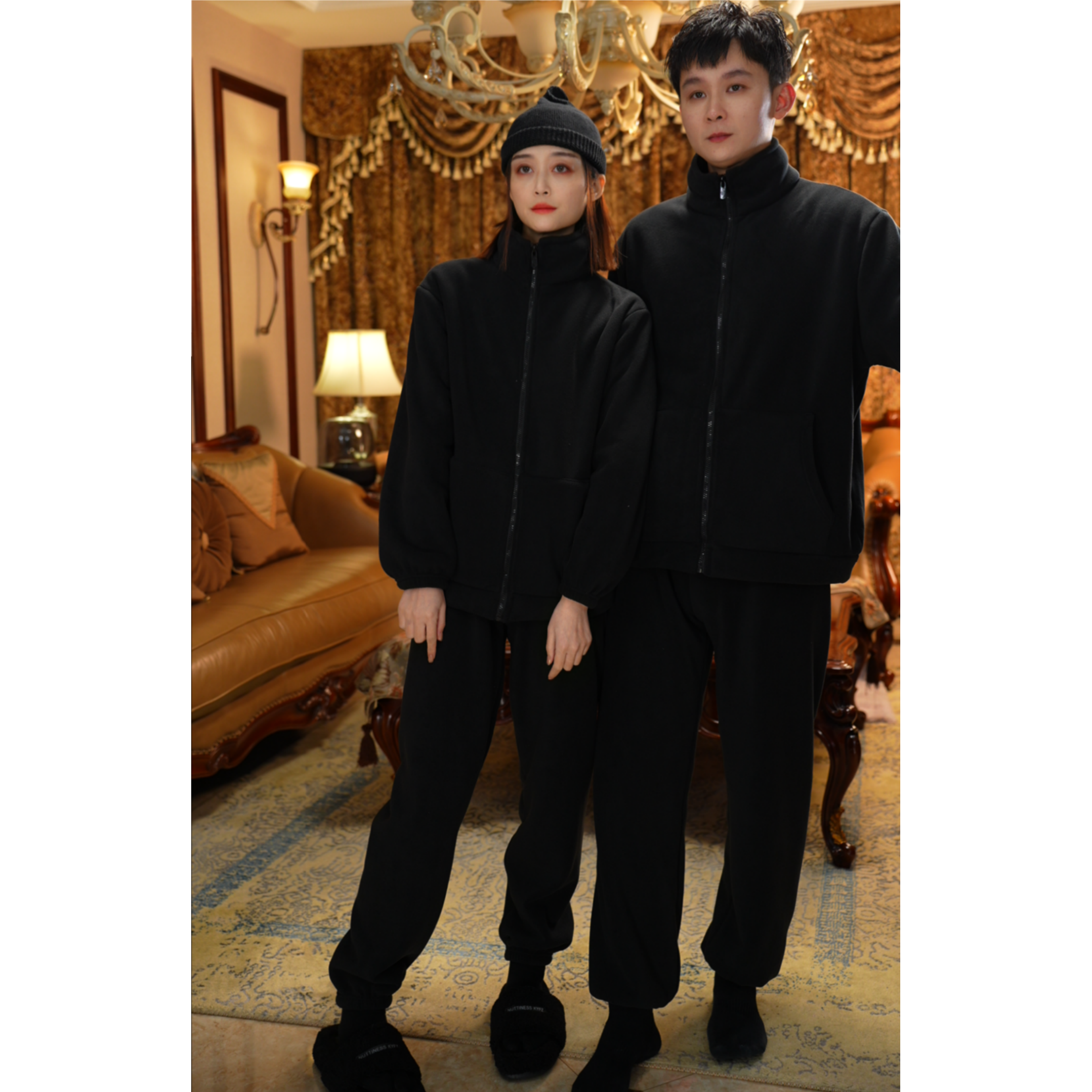  (很好穿的全家服)冬季奥利绒加绒加厚款男生女士情侣家居服防风