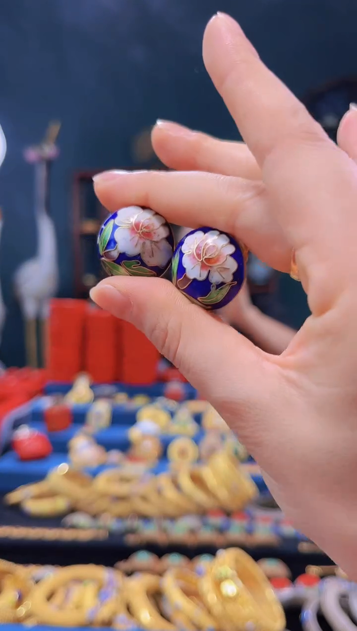 【闪购商品】非遗绝技 景泰蓝耳夹 宝蓝