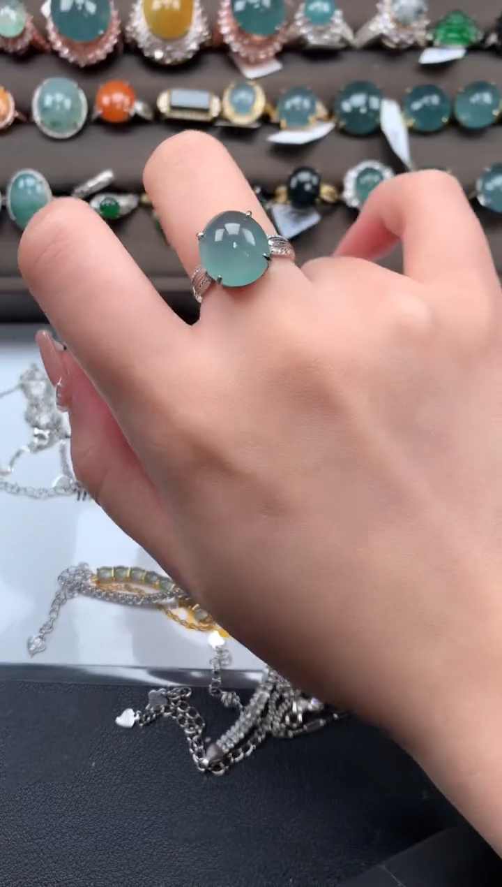 【闪购商品】翡翠戒指银S925镶嵌51241