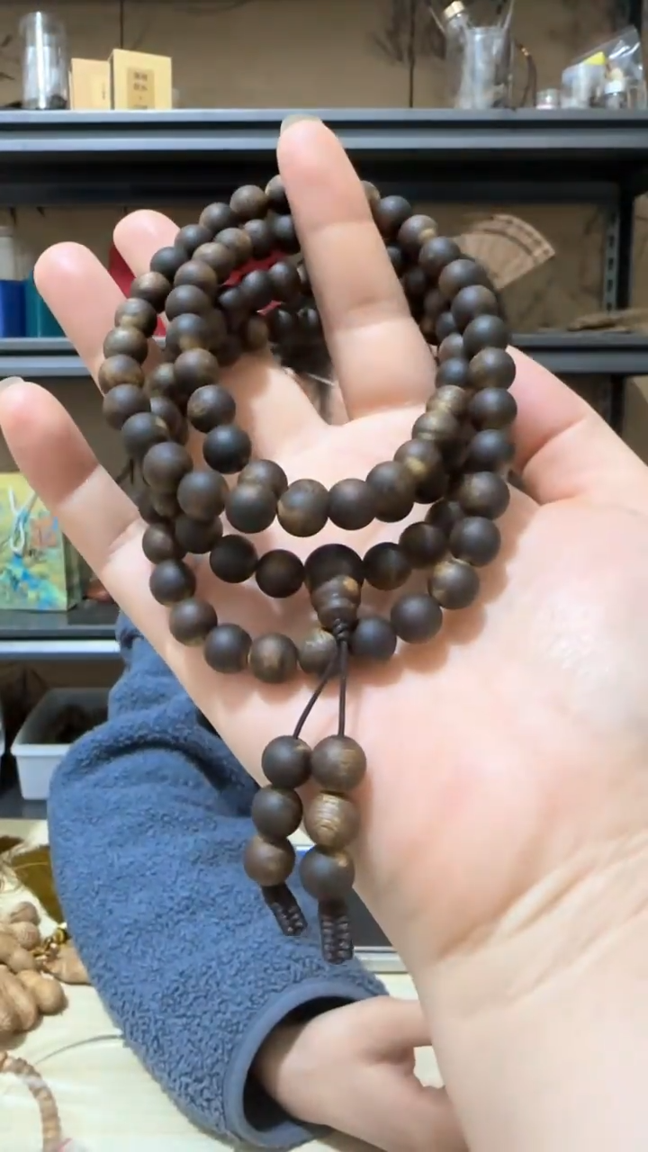 【闪购商品】沉香手串2号白棋圆珠多圈手串34克+ 卡8