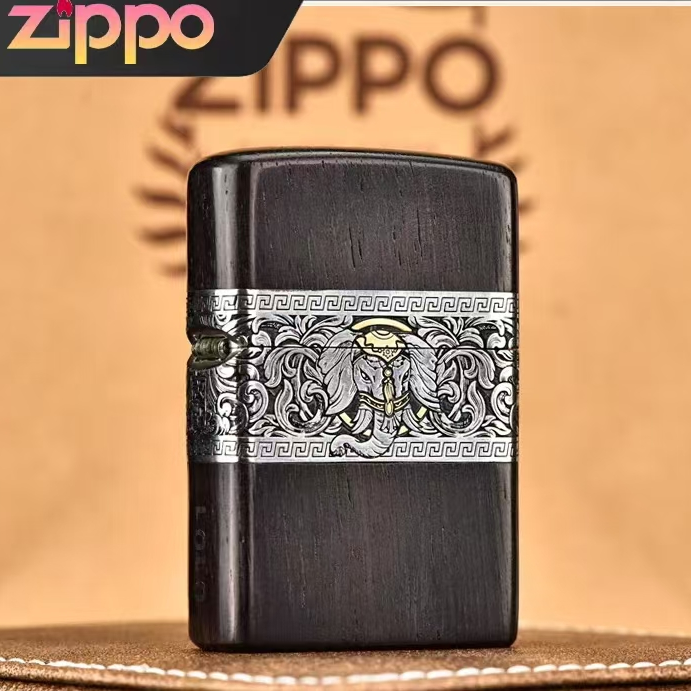 Zippo打火机错金银紫檀木机如意吉象DY9902TM 99