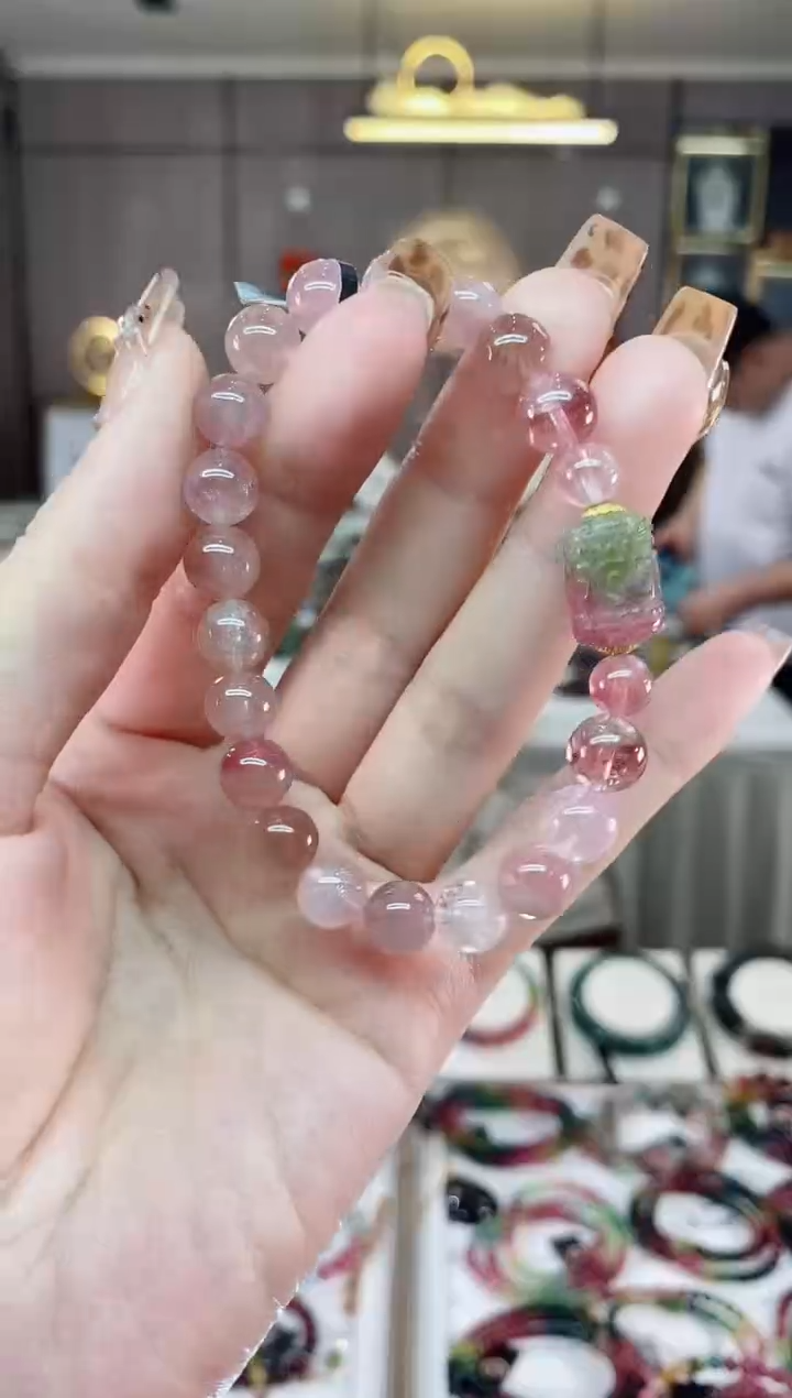 【闪购商品】西瓜单圈手串8mm+未镶嵌碧玺一物一证dan