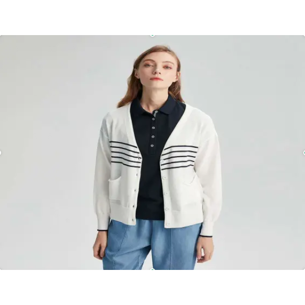 诺帝卡 休闲舒适修身开襟毛衣-21212SO021BW