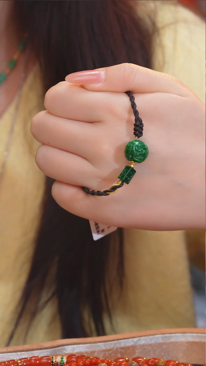 【闪购商品】翡翠手链18K金镶嵌12@@P2614