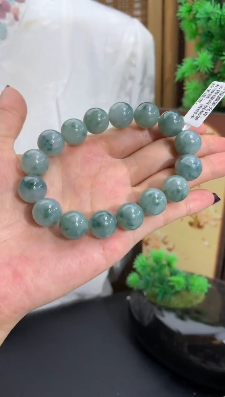 未镶嵌手串翡翠卡12.7mm（有纹