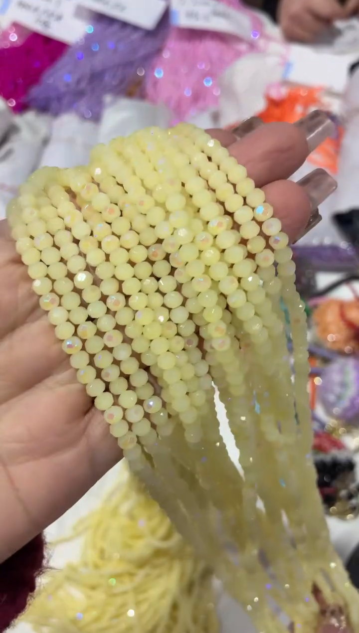 玻璃22046卡4水晶10条微光鹅黄玉