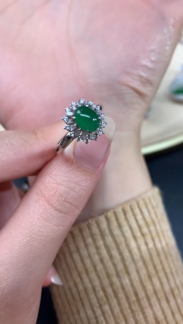 【闪购商品】翡翠戒指18K金镶嵌A97多样性发一件|4999