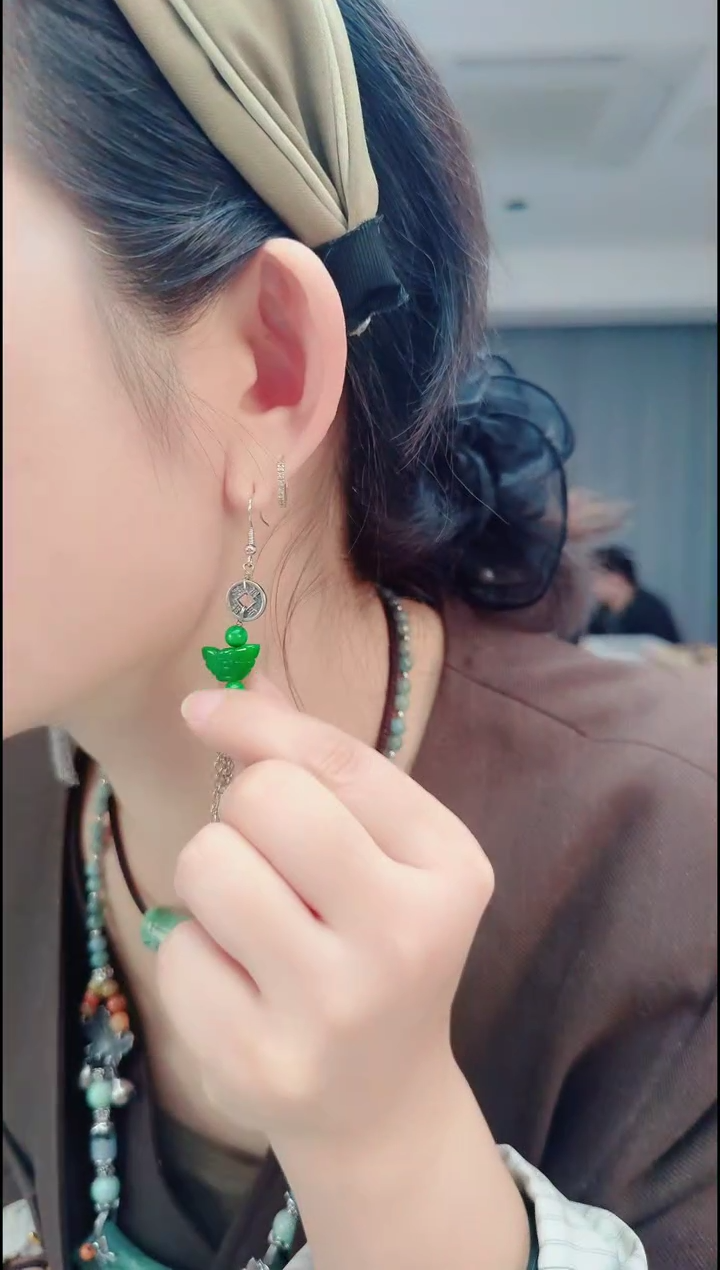 颈饰合金石英质玉0469耳坠