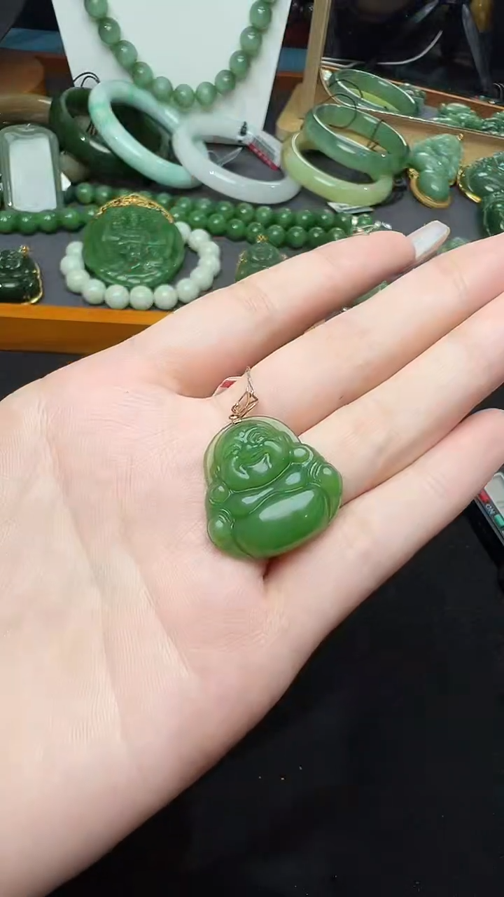 【闪购商品】和田玉吊坠(赠链)18K金镶嵌59