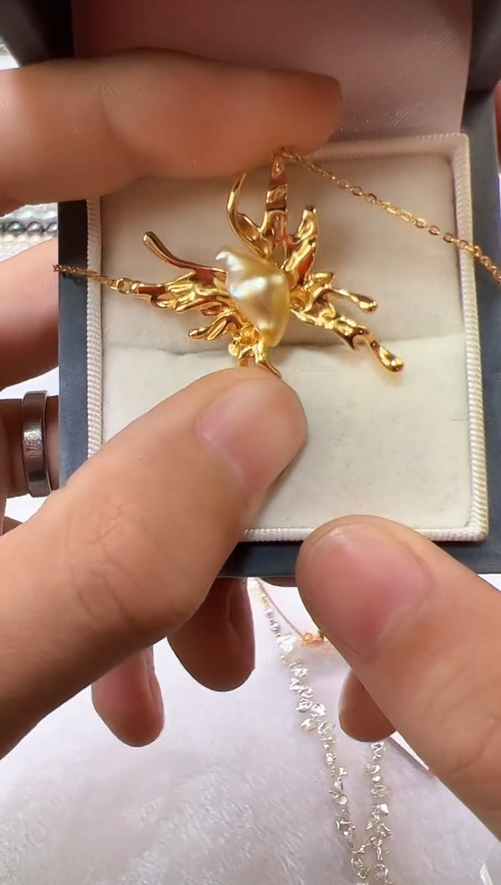 项链银S925镶嵌海水珍珠珍珠