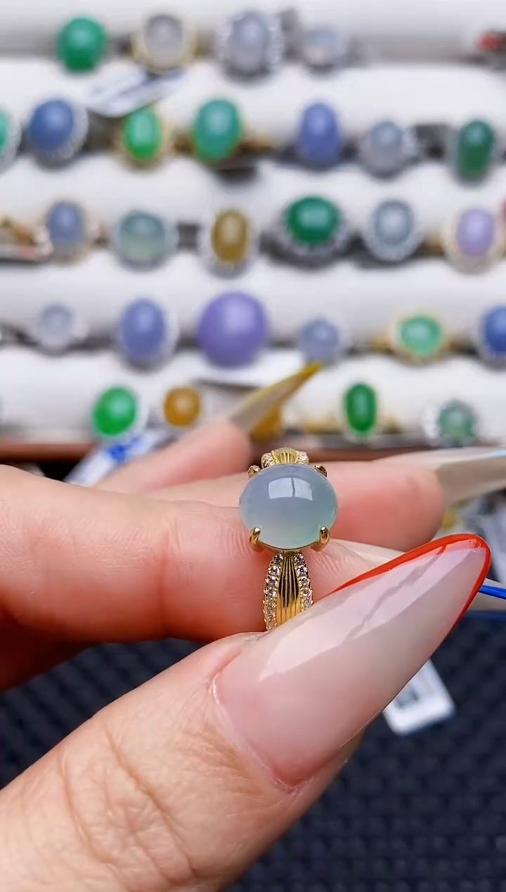 银S925镶嵌戒指翡翠2663