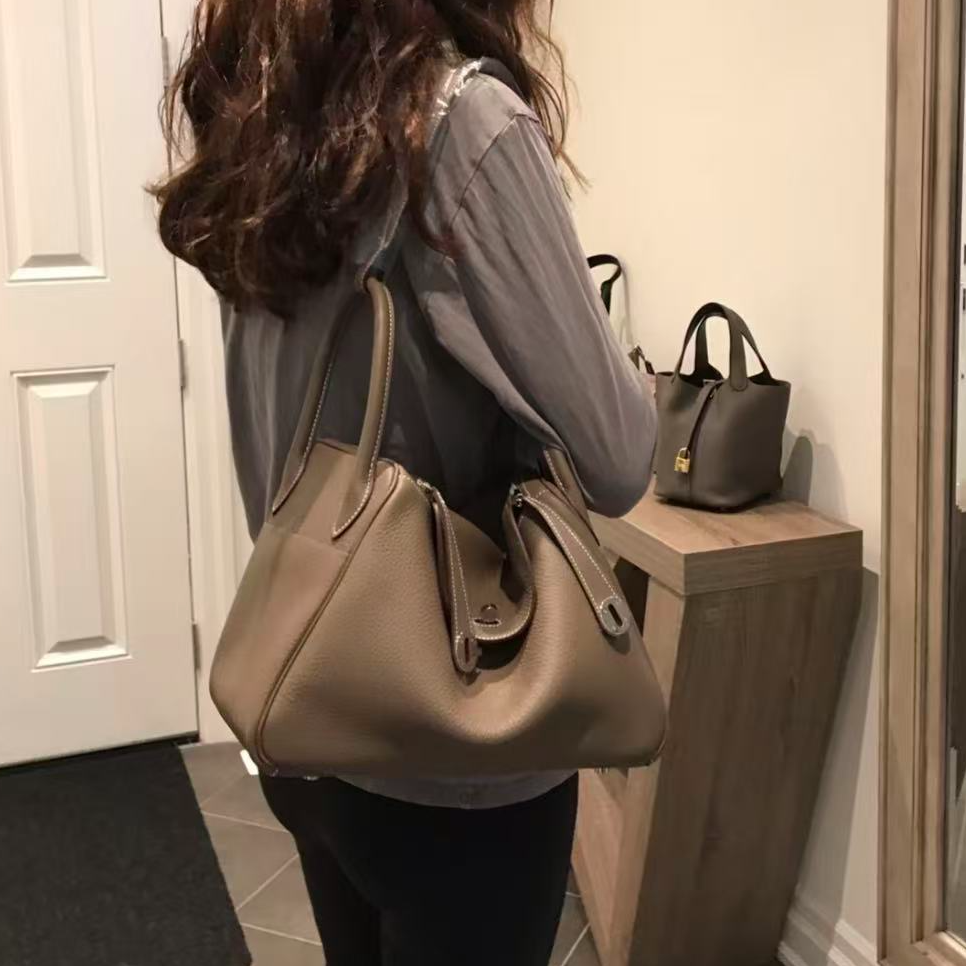 99新 Hermes/爱马仕 lindy30大象灰银扣TC皮X刻