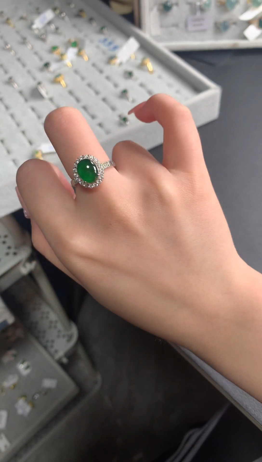 【闪购商品】翡翠戒指银S925镶嵌521141