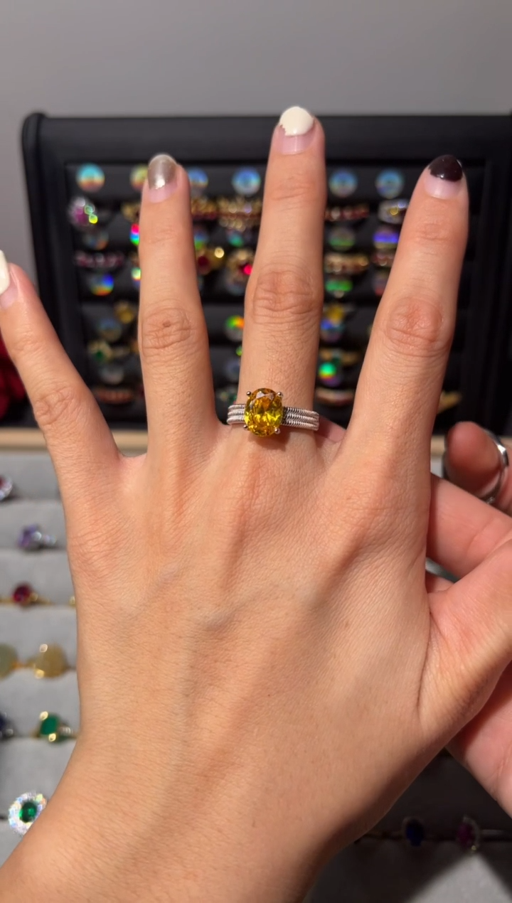 【闪购商品】黄晶戒指银S925镶嵌0000