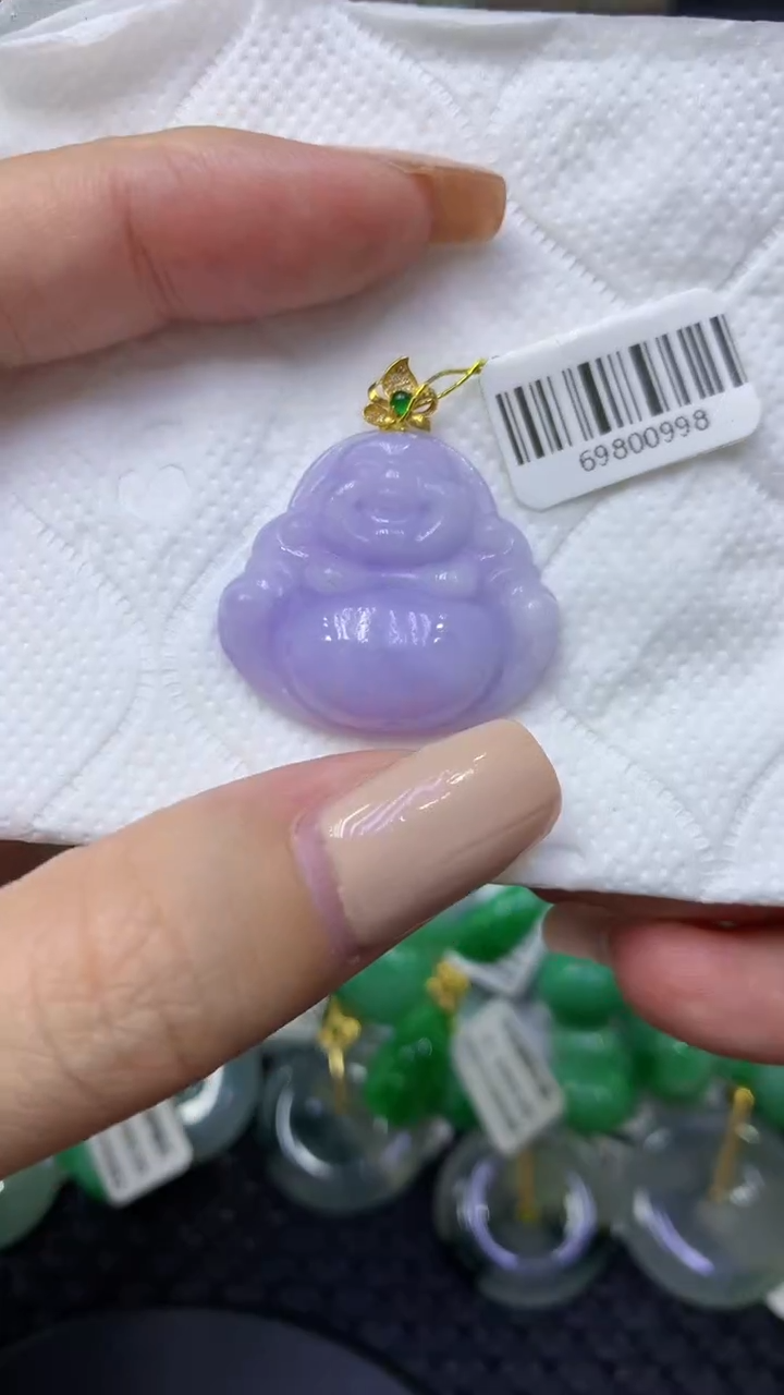 颈饰18K金镶嵌翡翠天然缅甸翡翠A货