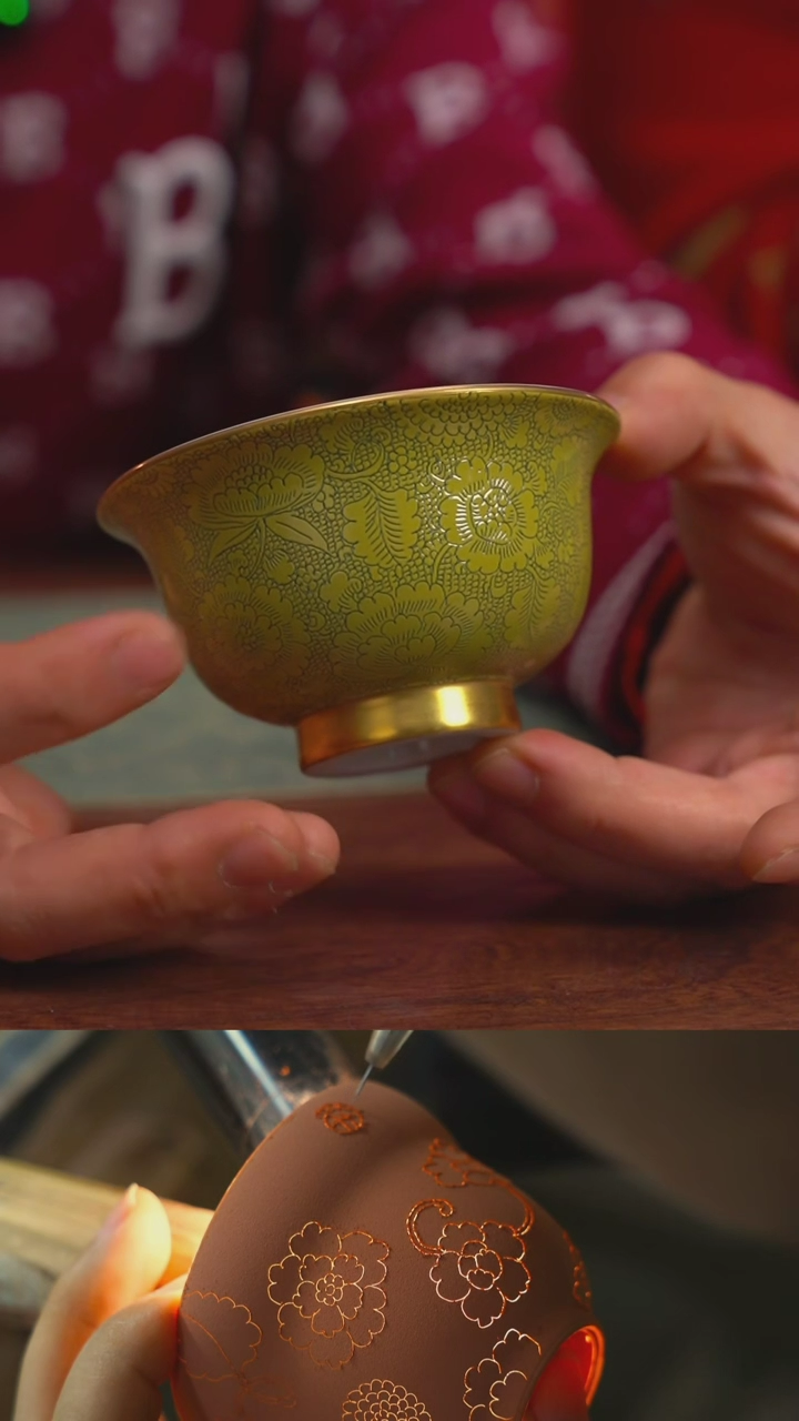 【闪购商品】千年技艺古帛扒花内绘青花压手