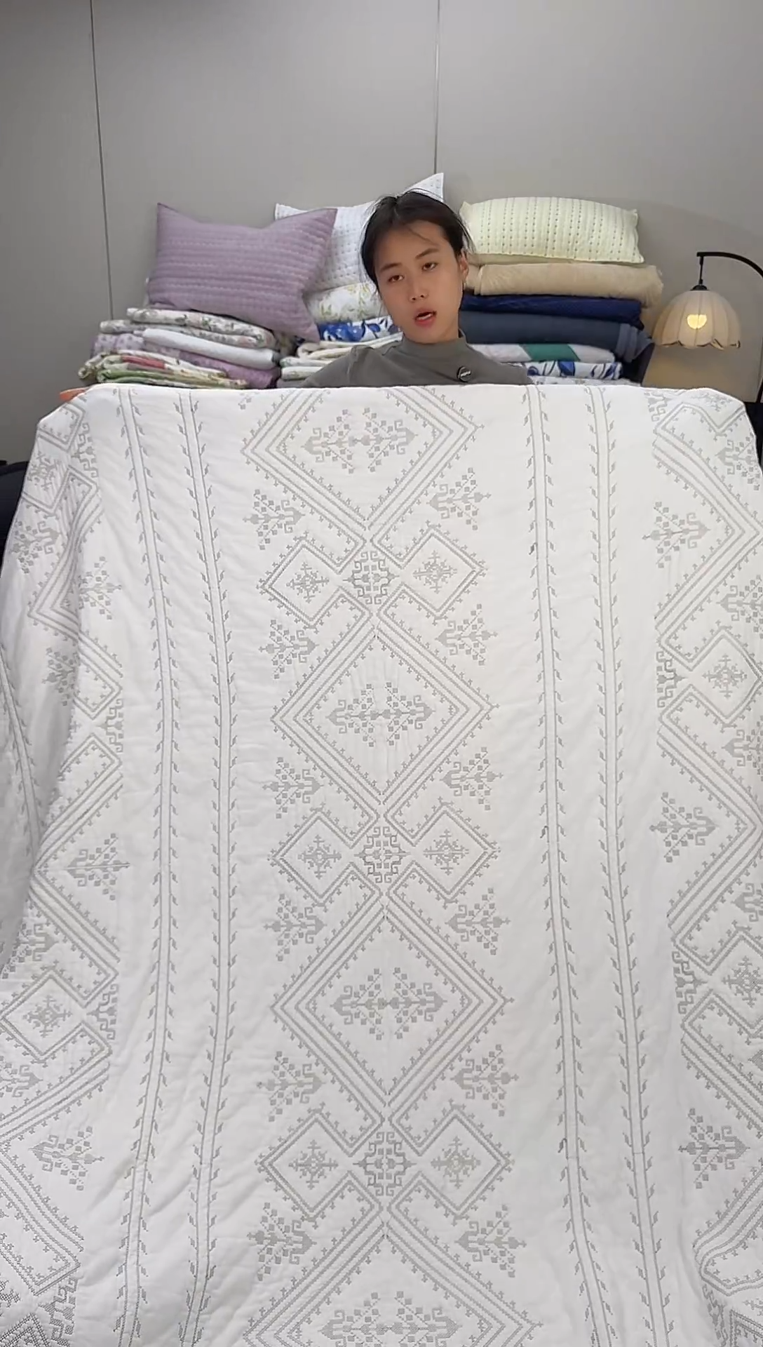 棉纯棉白色金丝罗线格230*250