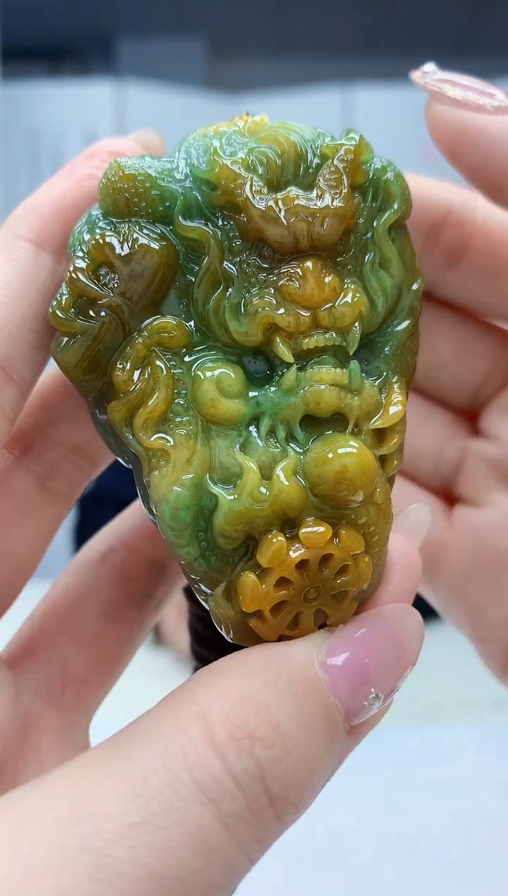 【闪购商品】定制翡翠未镶嵌4969jw-毛货挂件龙52