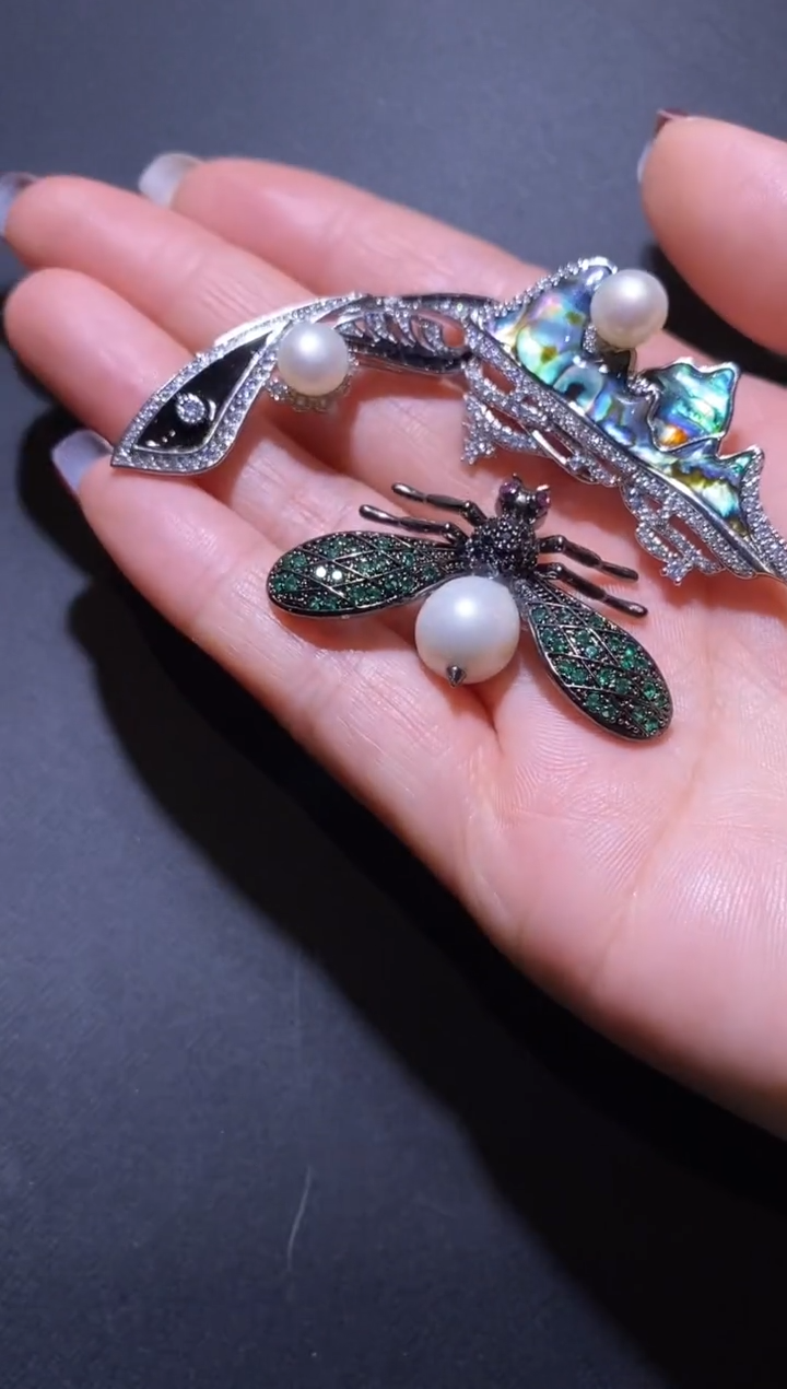 未镶嵌胸饰淡水珍珠珍珠胸针（3件 ）