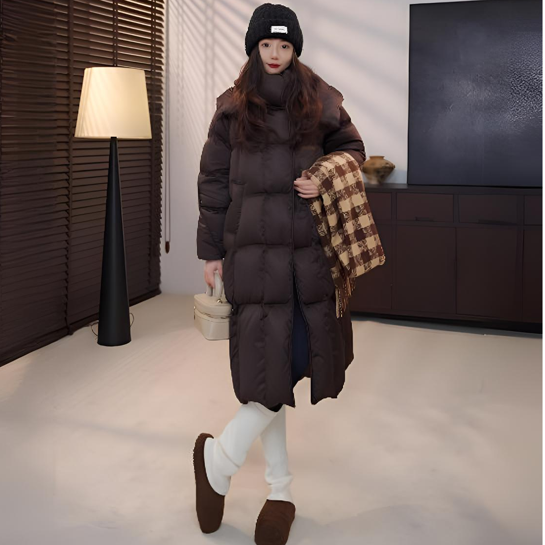 【UU】韩版塔夫绸系列小富婆冬季厚款女长款高定连帽95白鹅绒服