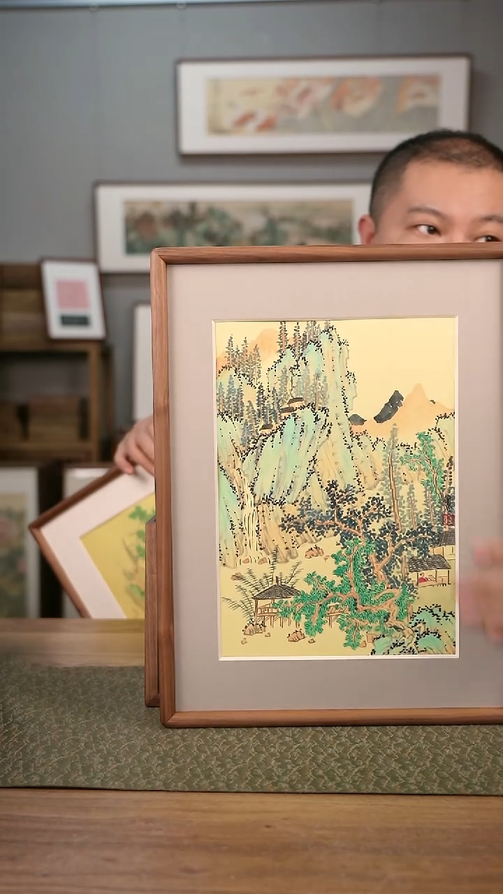 书法屏风尺寸30*40，整体带底座，北美黑胡桃材质