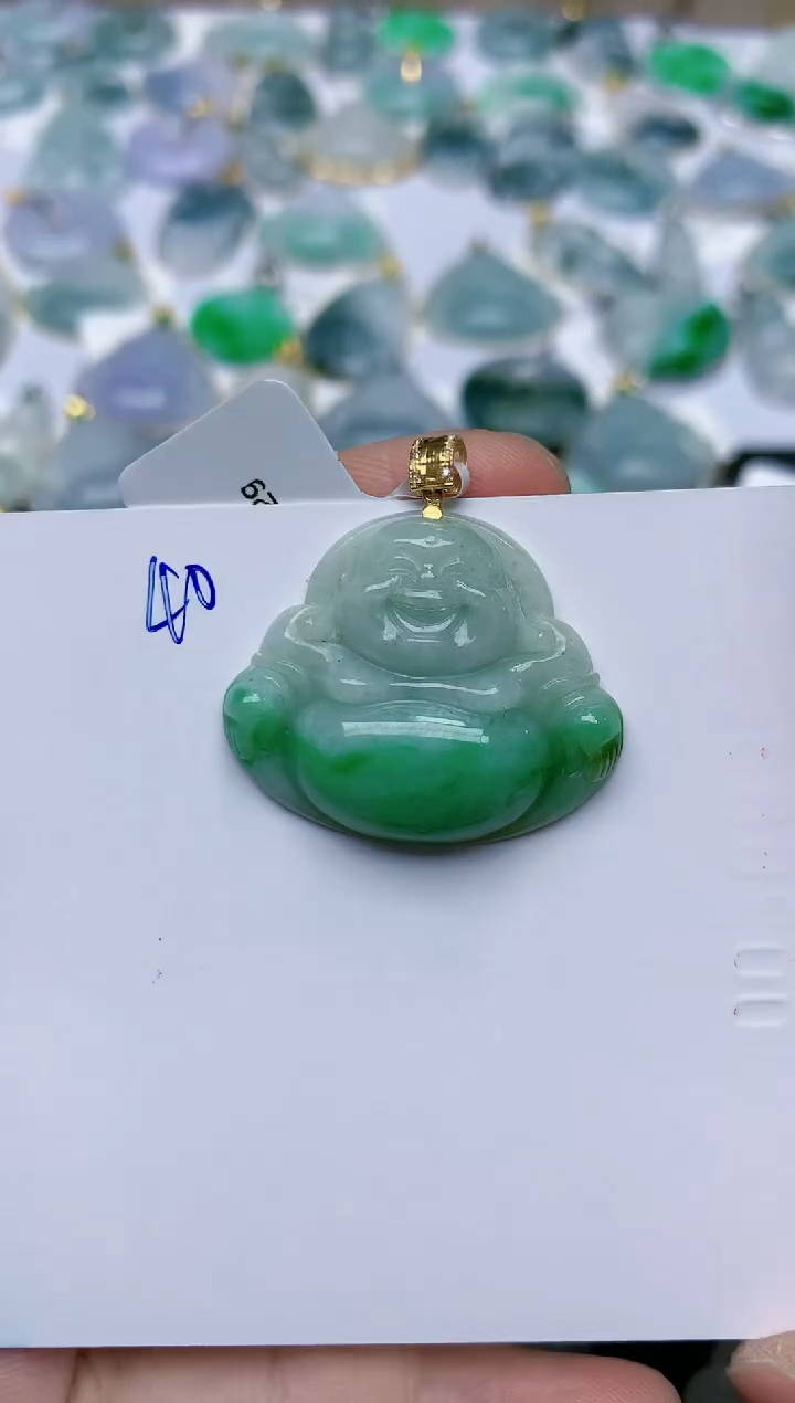 【闪购商品】翡翠颈饰18K金镶嵌天然翡翠A货    