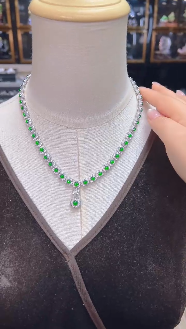 项链银S925镶嵌翡翠018(多样性发货发其一)