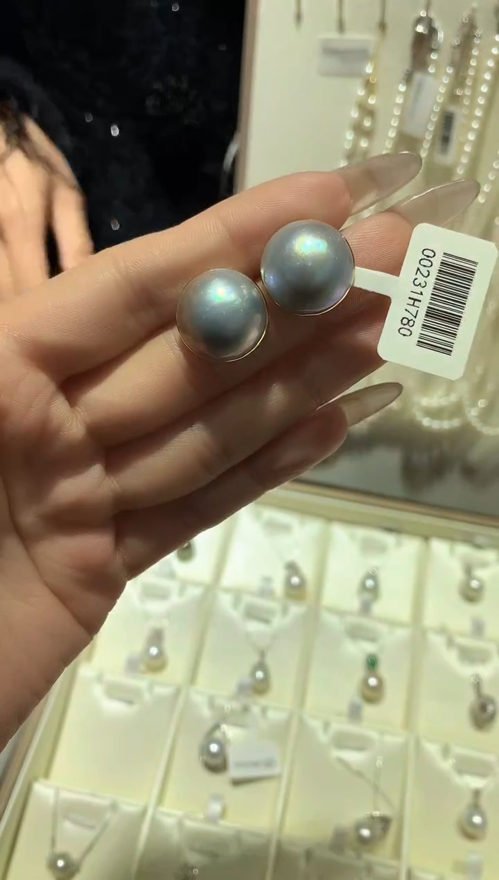 【闪购商品】拼合珍珠（马贝珠）耳饰18K金镶嵌耳饰DD017